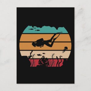 Carte Postale Ocean Scuba Diving Retro Diver