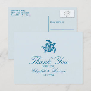 Carte Postale Ocean Sea Turtle, Sea Blue Beach Merci de mariage