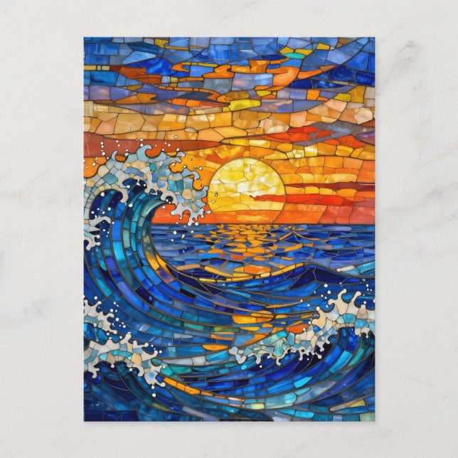 Carte Postale Oceanic Coastal Ocean Waves Sunset   (Devant)