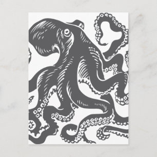 Carte Postale Octopus 1 noir