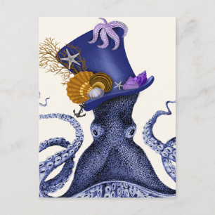 Carte Postale Octopus avec Casquette nautique