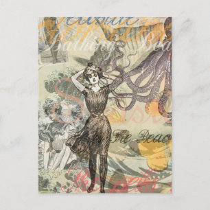 Carte Postale Octopus Beach Antique Côte Steampunk
