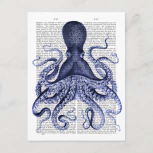 Carte Postale Octopus bleu