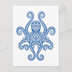Carte Postale Octopus bleu complexe