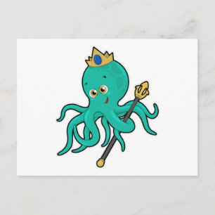 Carte Postale Octopus comme roi avec Trident