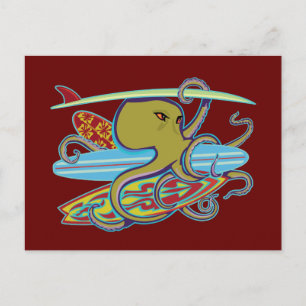 Carte Postale Octopus de surf Halloween