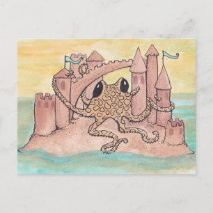 Carte Postale Octopus et Sandcastle