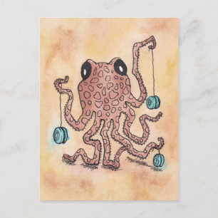 Carte Postale Octopus et Yo-Yo