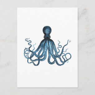 Carte Postale Octopus kraken nautique côtier océan bleu