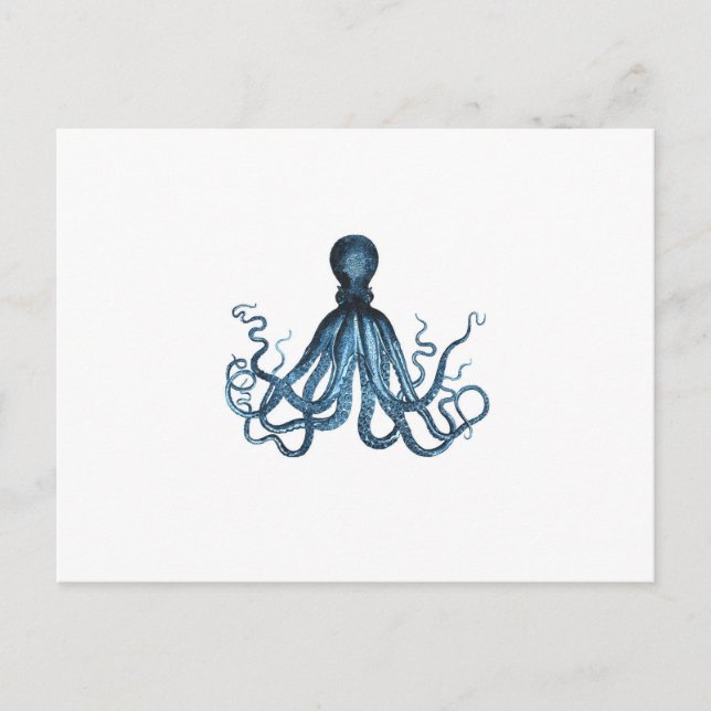 Carte Postale Octopus kraken nautique plage côtière bleu (Devant)