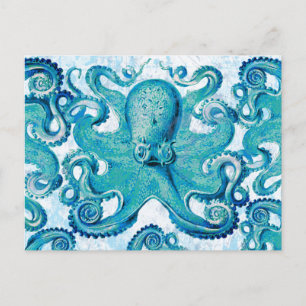 Carte Postale Octopus Marine Vie Océan Animaux Plage Nautique