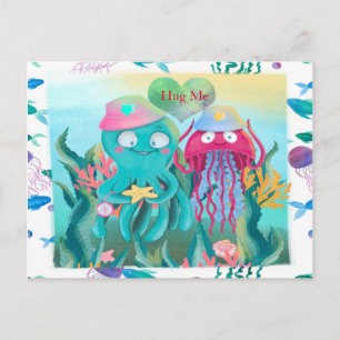 Carte Postale Octopus pour la Saint-Valentin