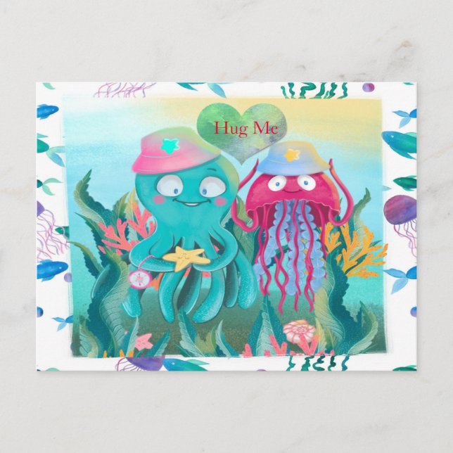 Carte Postale Octopus pour la Saint-Valentin (Devant)