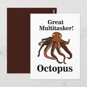 Carte Postale Octopus Tentacles Multitasker Funny