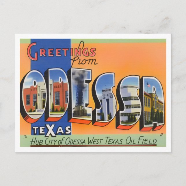 Carte postale Odessa, Texas Big Letters (Devant)