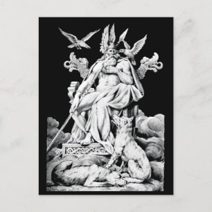 Carte Postale Odin, dieu de la mythologie nordique, illustration