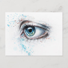 Carte Postale Œil bleu pleurant (tristesse, sympathie et dépress