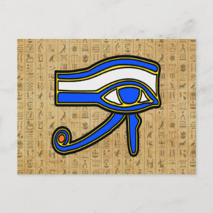 Carte Postale Oeil de Horus Bleu Sur Hiéroglyphes