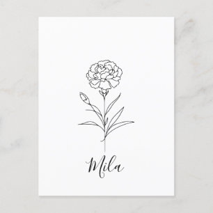 Carte Postale Œillet de naissance personnalisé de janvier