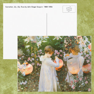 Carte Postale Œillet, Lys, Lys, Rose de John Singer Sargent