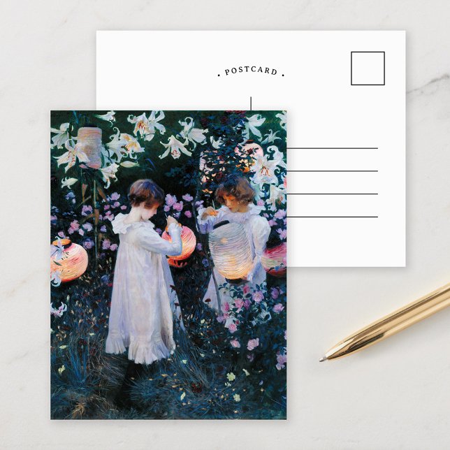 Carte Postale Œillet, Lys, Lys, Rose | John Singer Sargent (Créateur téléchargé)