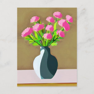 Carte Postale Oeillets roses dans un vase Art moderne