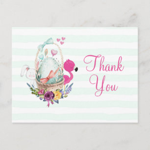 Carte Postale Oeuf de baby shower avec Flamant rose et fête de l