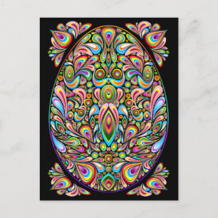 Carte Postale Œuf de Pâques Design Psychédélique
