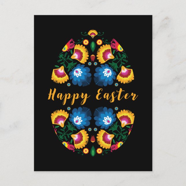 Carte Postale Oeuf de Pâques - Pisanka avec motif folklorique (Devant)