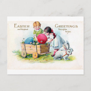 Carte Postale Oeuf lapin vintage de Pâques
