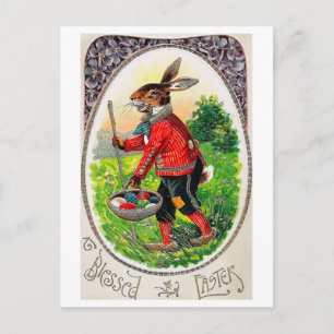 Carte postale Oeuf lapin vintage de Pâques