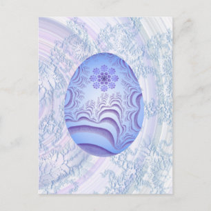 Carte Postale Oeuf Peint bleu clair et violet