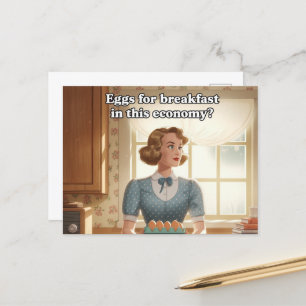 Carte Postale Oeufs de cuisine rétro pour le petit déjeuner dans