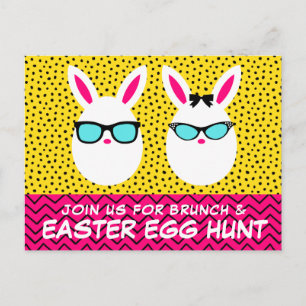 Carte Postale Oeufs de Pâques Hipster   Chasse aux oeufs & Brunc