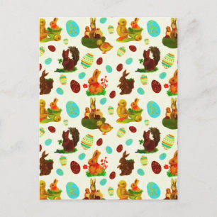 Carte Postale Oeufs de Pâques vintages Jardin Poussins Bunny