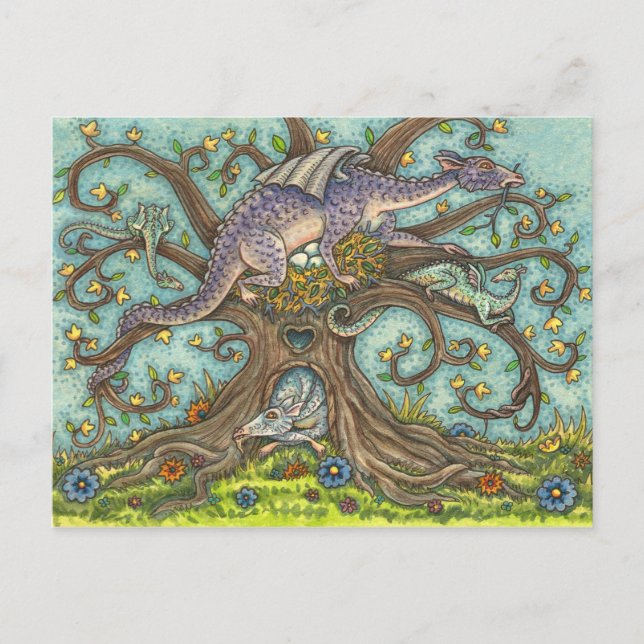 CARTE POSTALE OEUFS DRAGON, CHEVEUX MÉDIÉVAL, OEUVRE DE FOLK IMA (Devant)