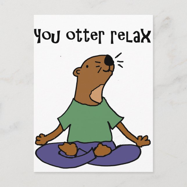 Carte Postale Oeuvre amusante de yoga de loutres de mer (Devant)