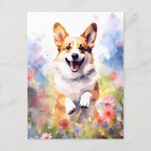 Carte Postale OEuvre colorée en corgi