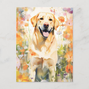 Carte Postale Œuvre d'art aquarelle colorée Labrador