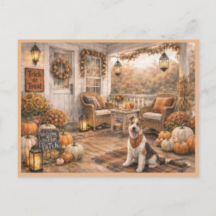 Carte Postale Œuvre d'art aquarelle de porche de Thanksgiving d'