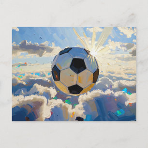 Carte Postale Œuvre d'art de ballon de football volant (peinture