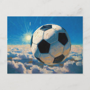 Carte Postale Œuvre d'art de ballon de football volant (peinture