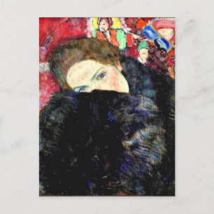 Carte Postale OEuvre d'art de Gustav Klimt, Dame avec un Muff