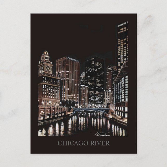 Carte Postale Œuvre d'art de rançon de la rivière de Chicago (Devant)
