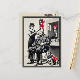 Carte Postale Œuvre d'art humoristique Union Jack de Churchill