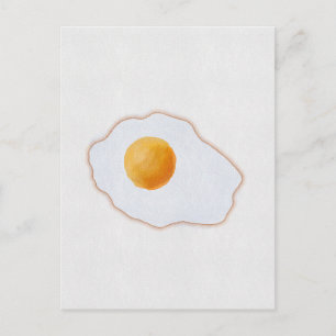 Carte Postale Œuvre d'art minimaliste de l'œuf frit à l'aquarell