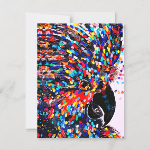 Carte Postale Œuvre d'art murale d'oiseau tropical vibrant dans 