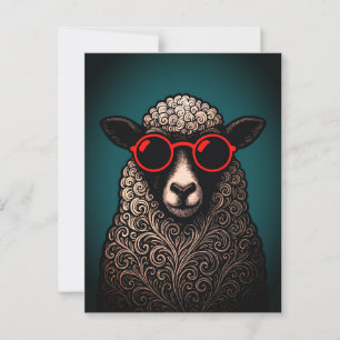 Carte Postale Oeuvre d'art murale représentant des moutons cool