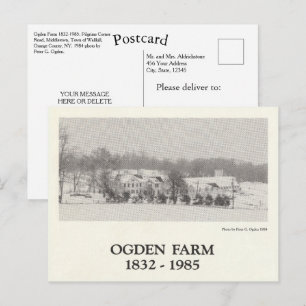 Carte Postale Ogden Farm 1832-1985 Ville de Wallkill New York