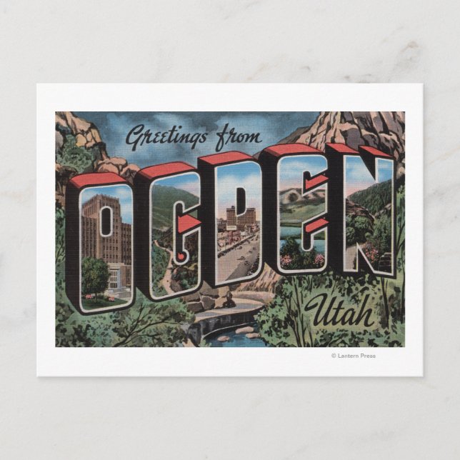 Carte Postale Ogden, UtahGrandes scènes de lettresOgden, UT (Devant)